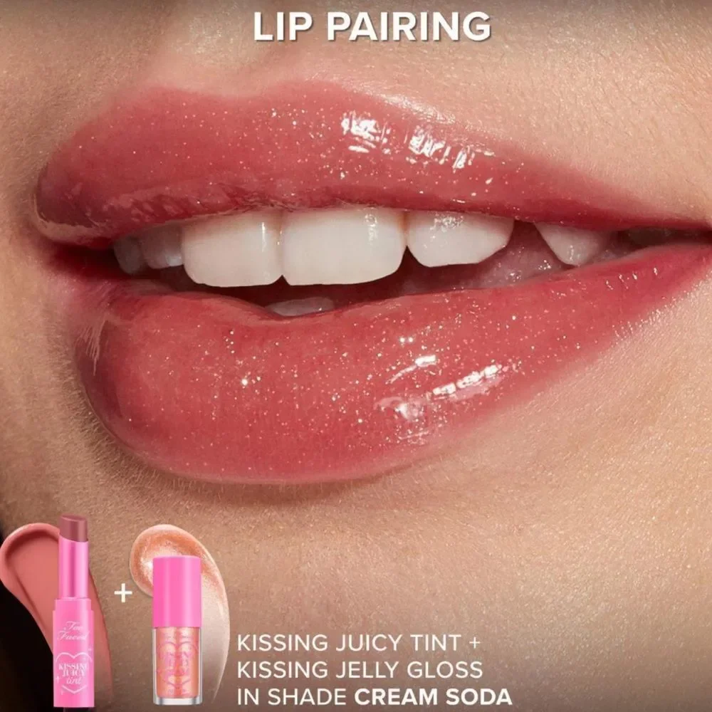 Too Faced Kissing Juicy Tint Lip Balm Cream Soda rosy nude